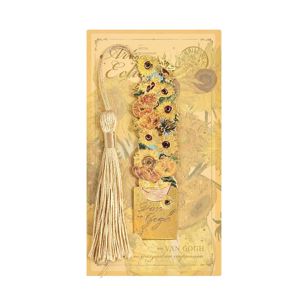 📚✨8-Piece Gold Metal Bookmark Set with Tassel – Van Gogh & Monet Inspired Gift for Book Lovers 🎨
