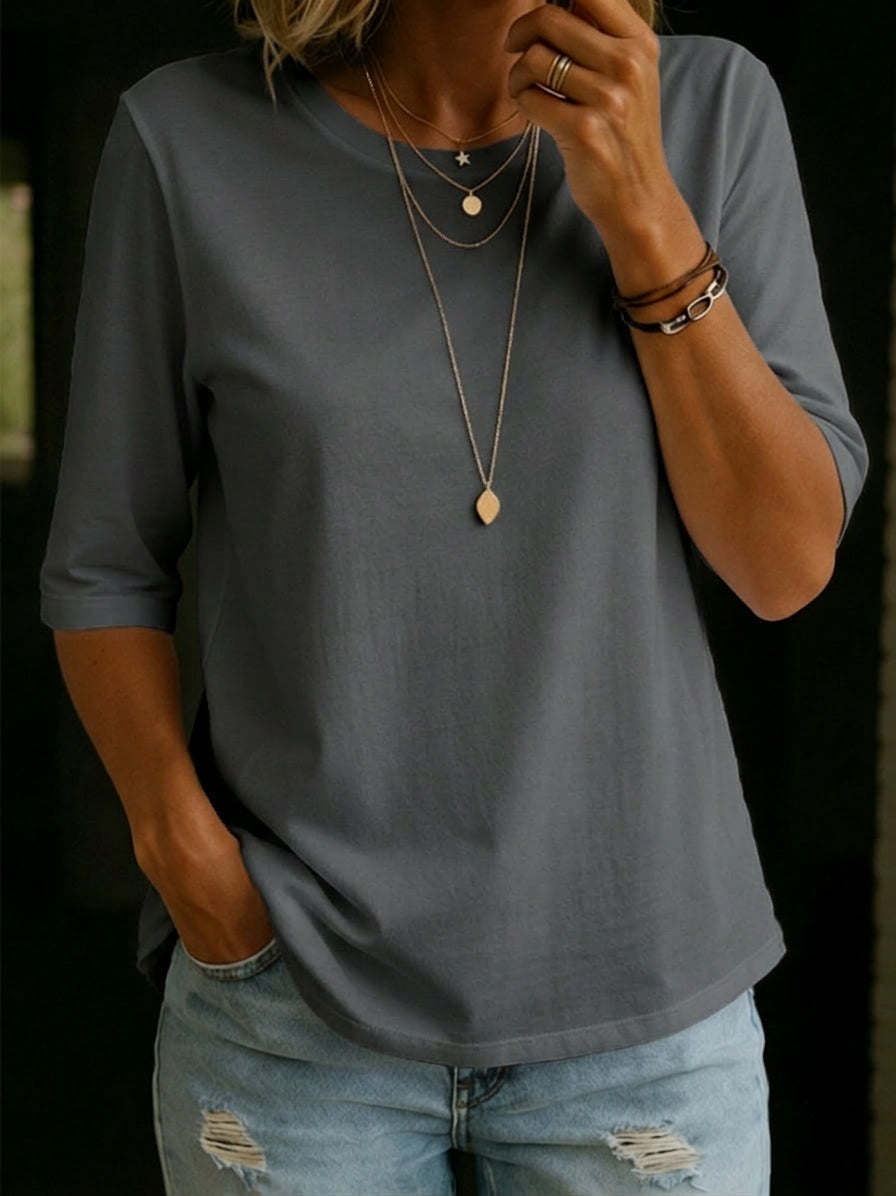 Cozy Minimalist Half-sleeve 100% Cotton T-shirt