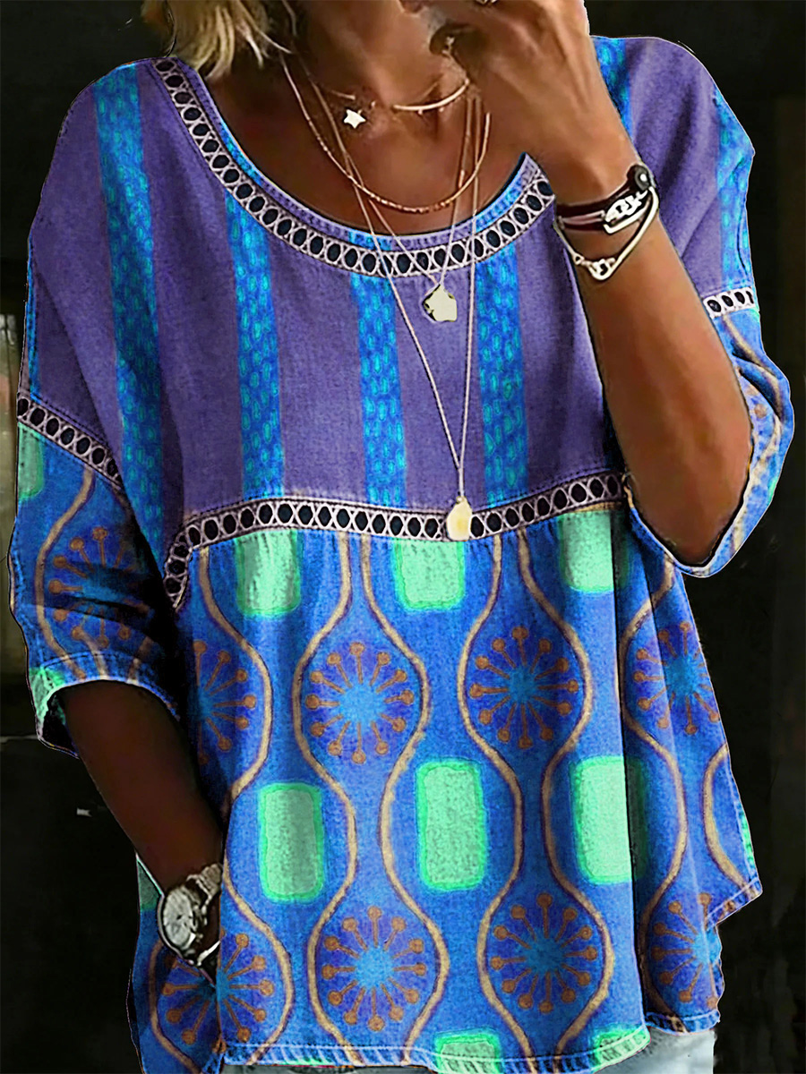 New Arrivals🔥 Women's Vintage Abstrct Casual Loose Blouse Shirt