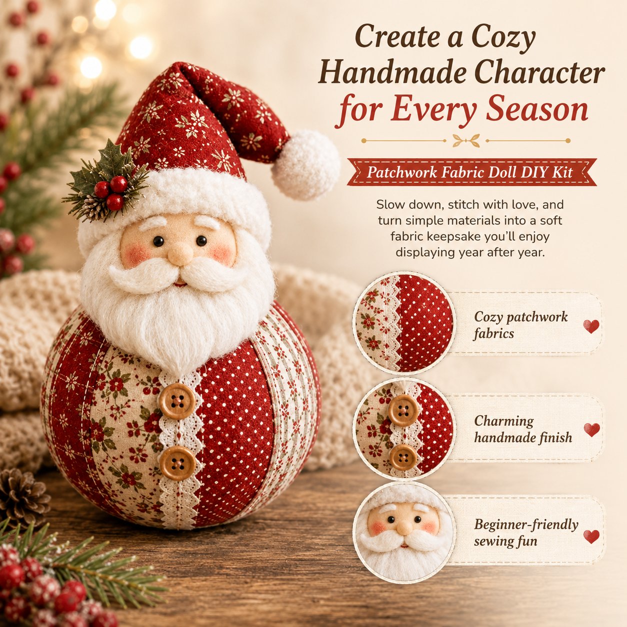 🎄Patchwork Fabric Doll DIY Kit