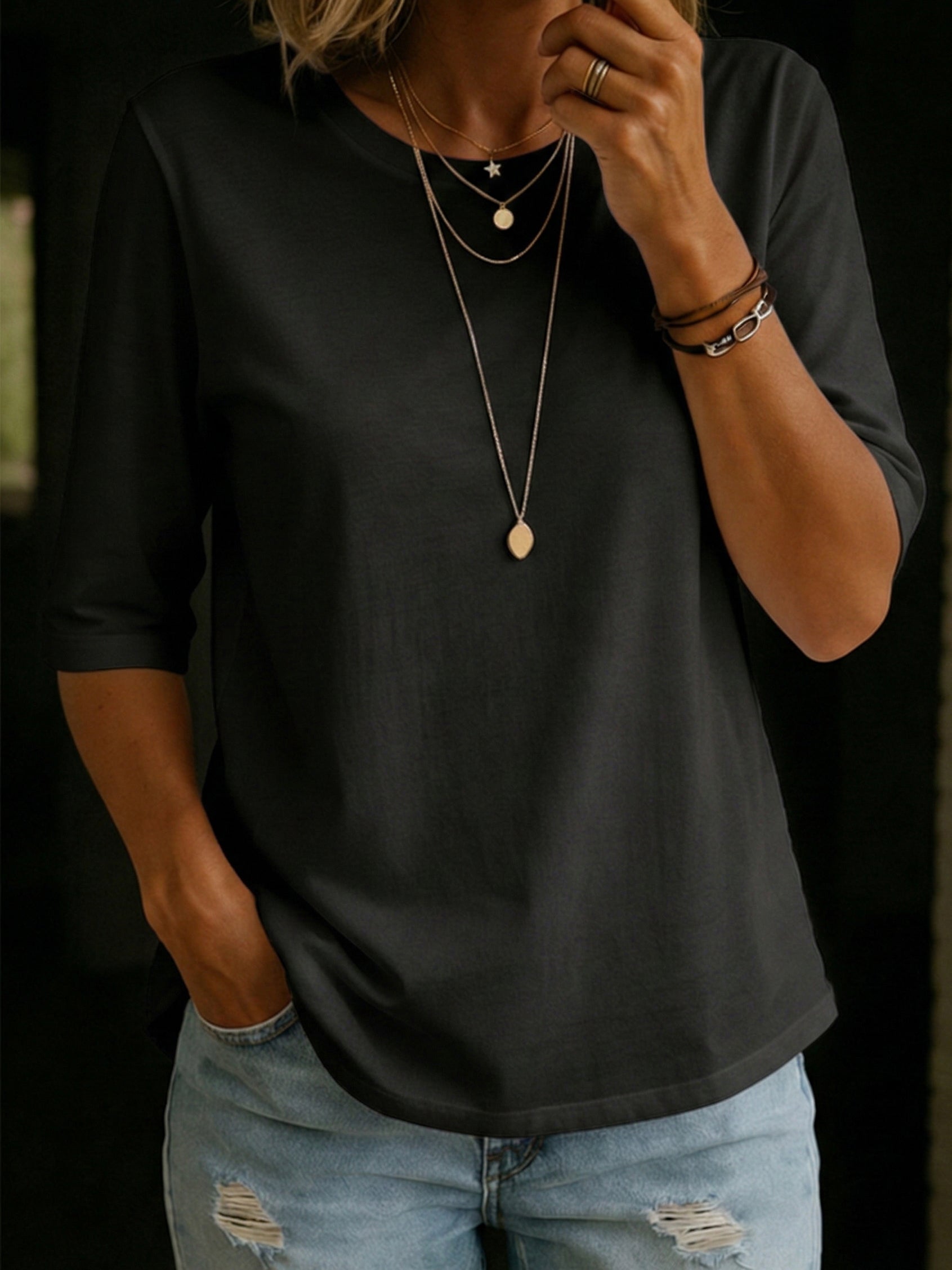 Cozy Minimalist Half-sleeve 100% Cotton T-shirt