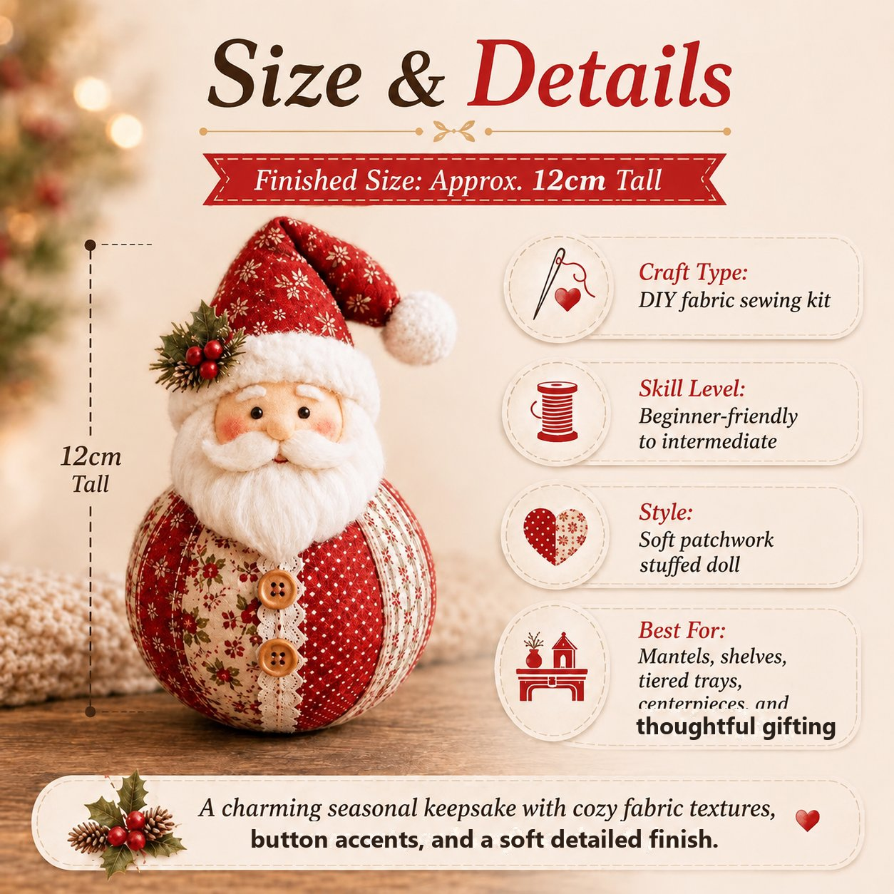 🎄Patchwork Fabric Doll DIY Kit