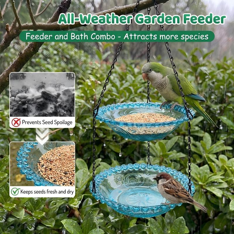 🐦Vintage Style Hanging Bird Feeder & Bath – Elegant Design, Easy to Hang & Welcoming Garden