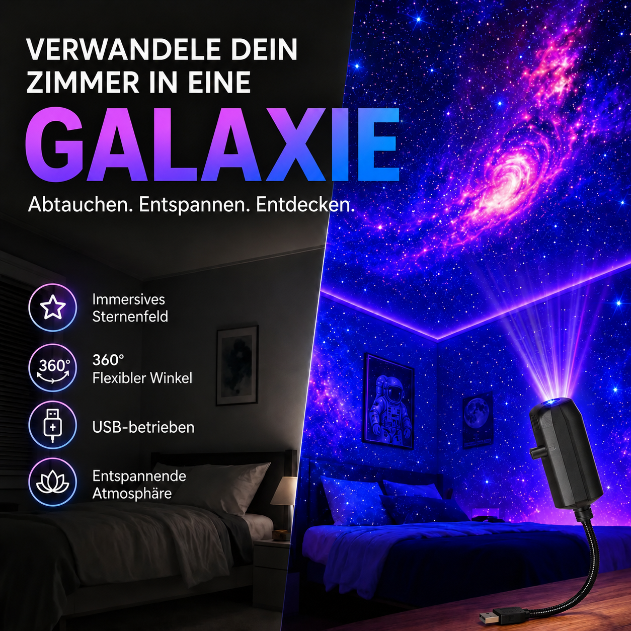 Smart Holografischer 5D Sternen- & Ozeanprojektor