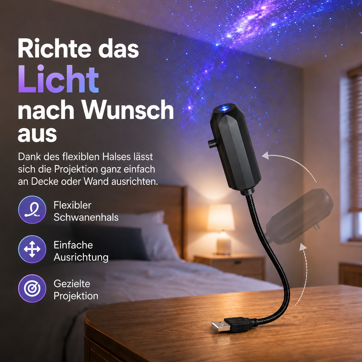 Smart Holografischer 5D Sternen- & Ozeanprojektor