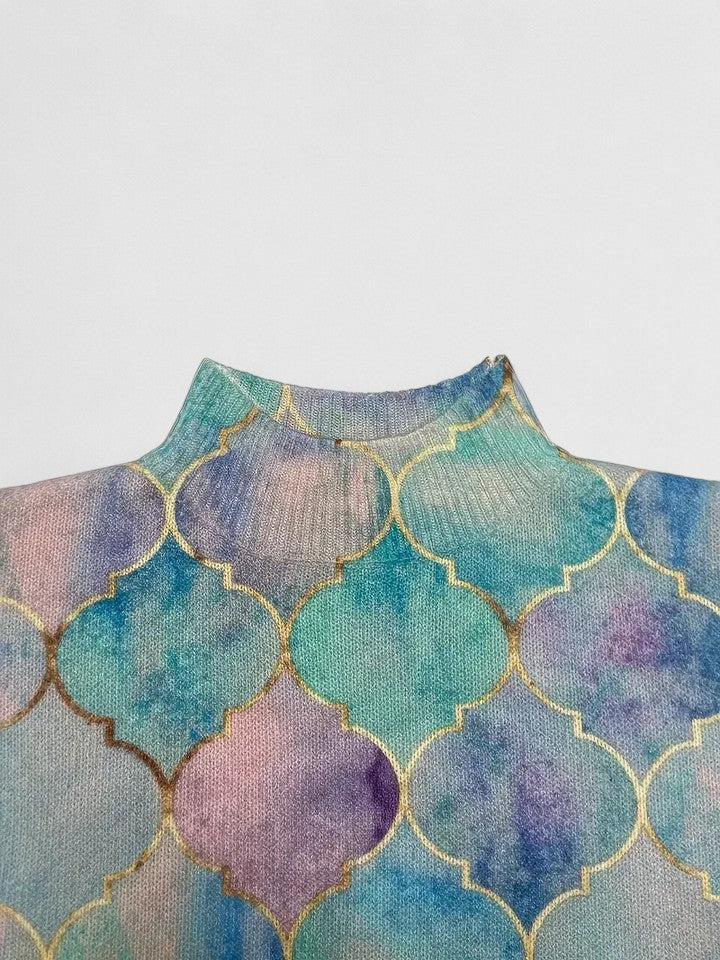 Arvane™ – Künstlerisch Gemusterter Pullover mit Hohem Kragen