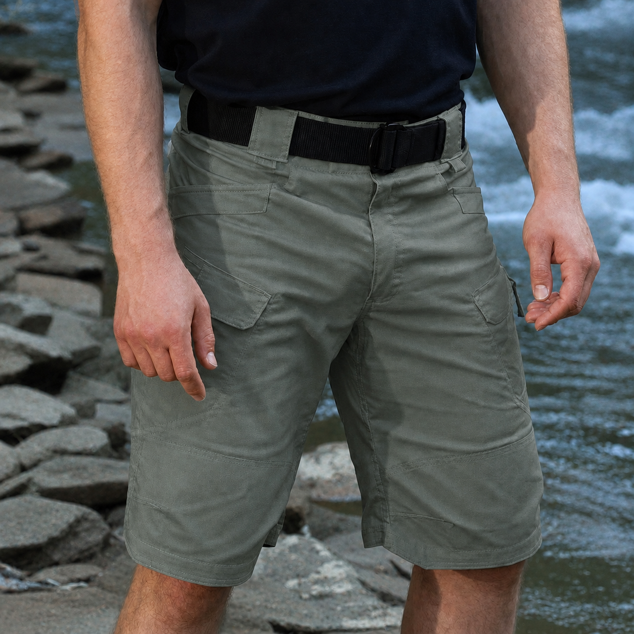 fibiladi Herren Tactical-Cargoshorts mit Stretch und vielen Taschen – Bild 1