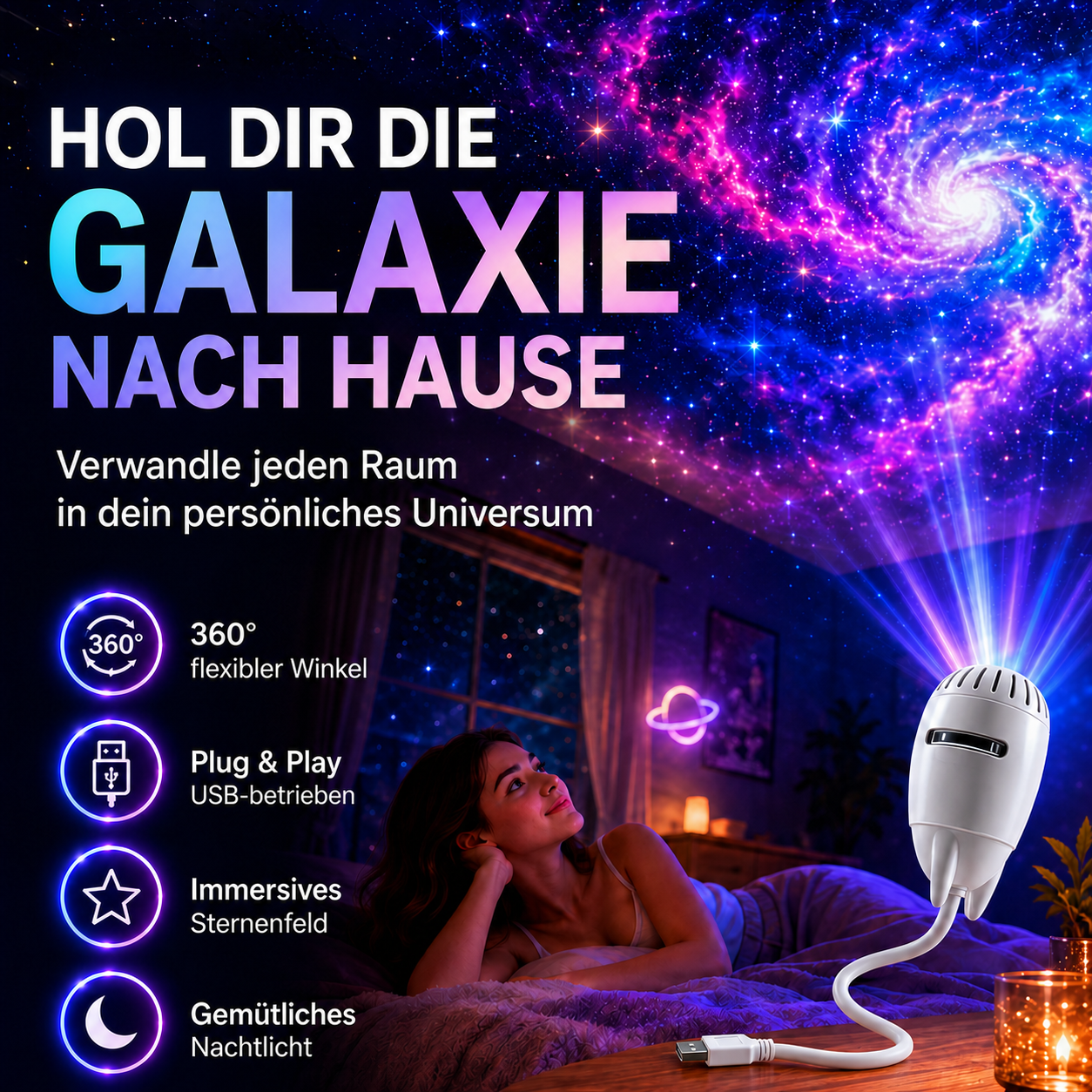 HD-Sternenprojektor – Galaxie für zu Hause