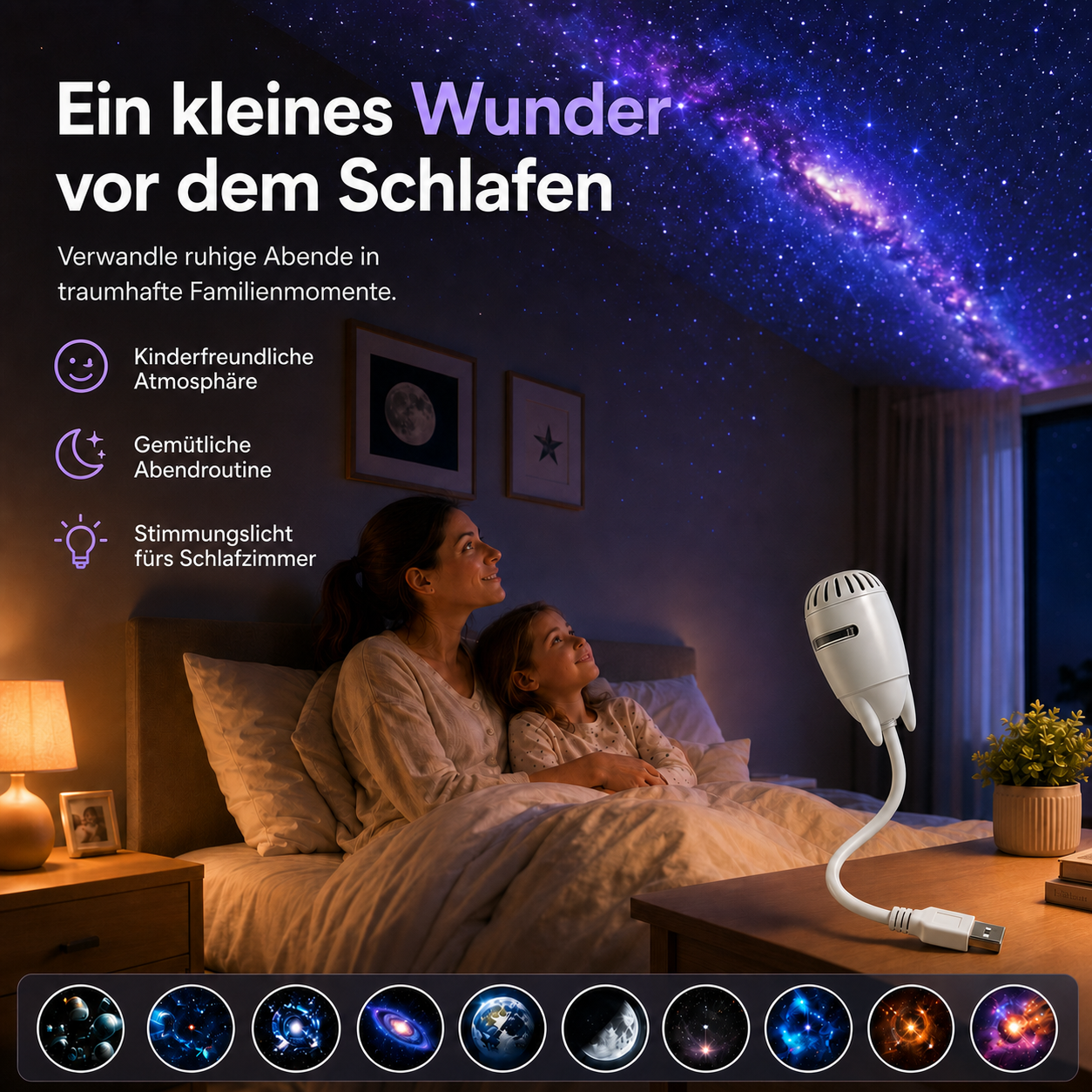 HD-Sternenprojektor – Familienfreundliches Nachtlicht
