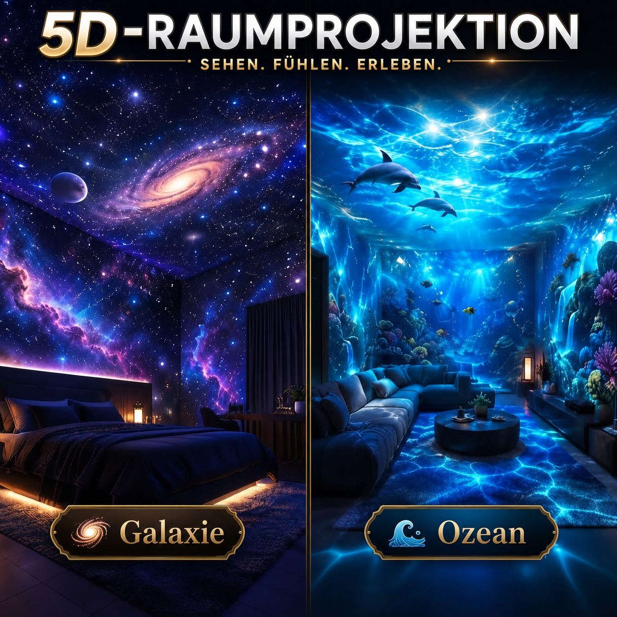 HD-Sternenprojektor – Galaxie und Ozean