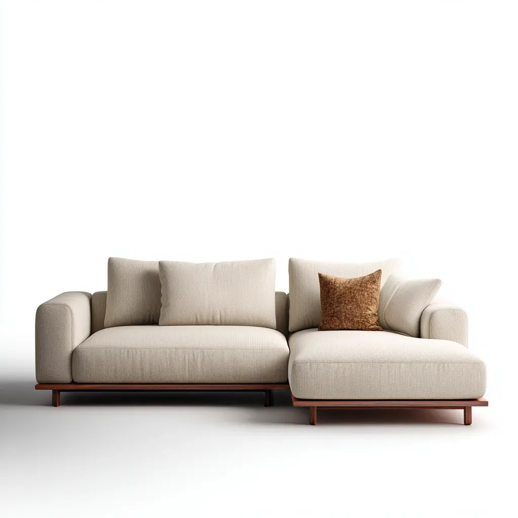 Canapé d'angle - Tissu-Bois - 268x166x80 cm - Beige clair - Style contemporain-Macorraspace
