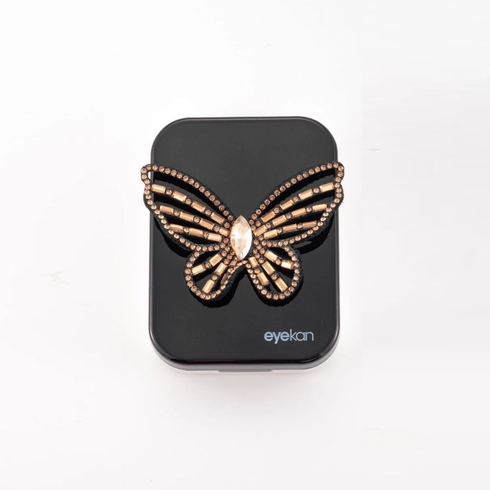 2 Pair Black Gold Butterfly Contact Lens Case
