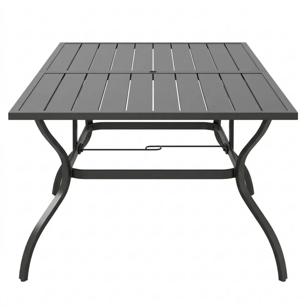 Wetterfester Esstisch für 6 Personen mit Sonnenschirmloch