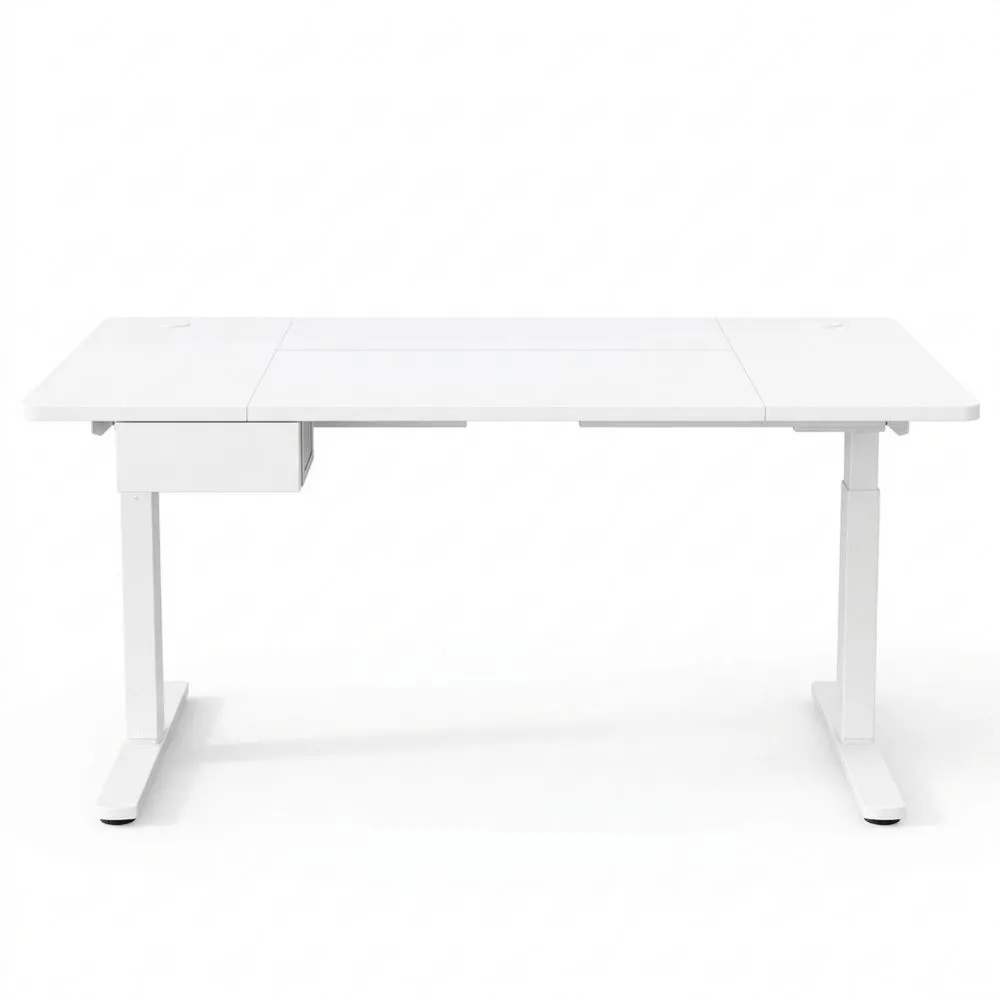 Elektrisch höhenverstellbarer Schreibtisch 160x80cm mit Schubladen und USB-A Ladefunktion, Computertisch mit Kabelmanagement und 3 Speicherpositionen