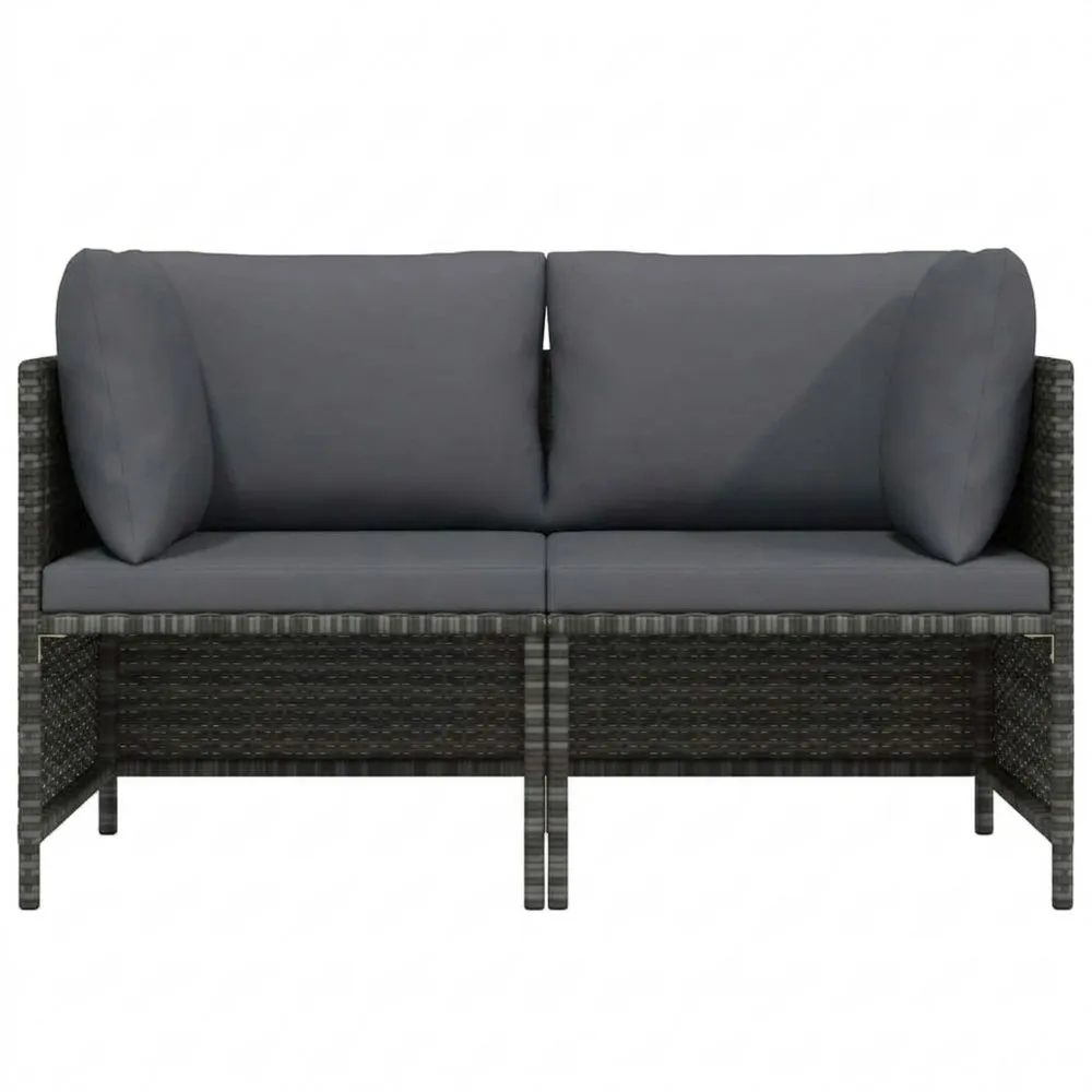 Modernes 2-Sitzer Ecksofa für Garten mit Kissen aus Poly Rattan