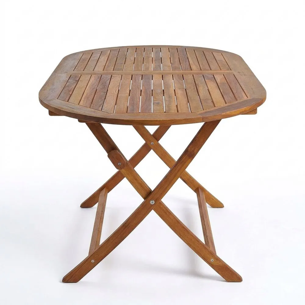 Klappbarer ovaler Gartentisch aus Akazienholz