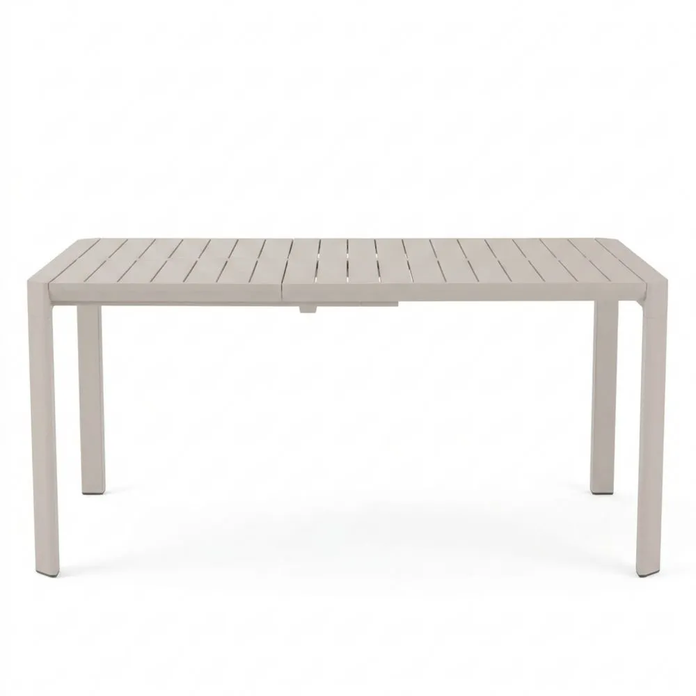 Beiger ausziehbarer Gartentisch für sechs Personen