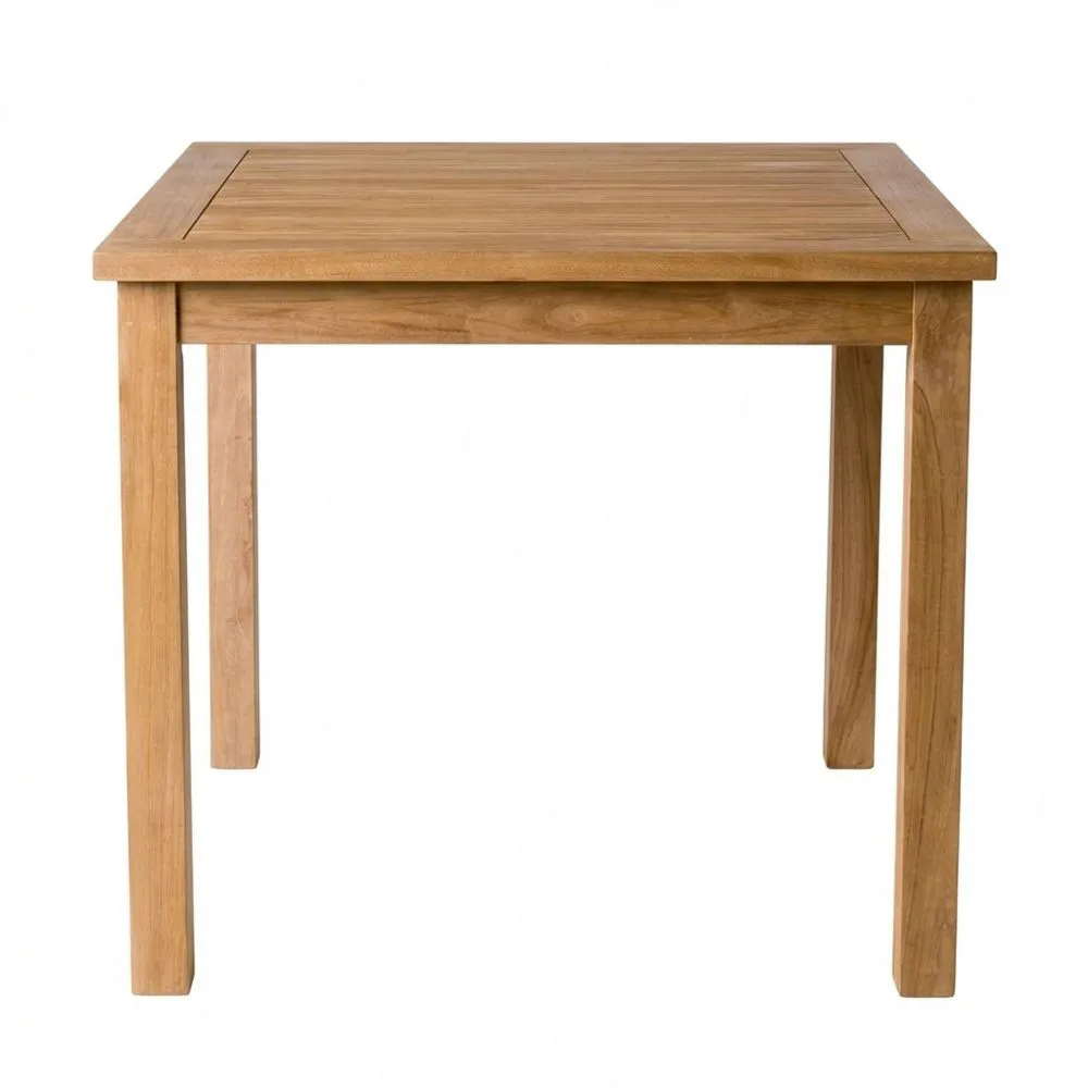 Quadratischer Teakholz Gartentisch, wetterfest, innen und außen geeignet