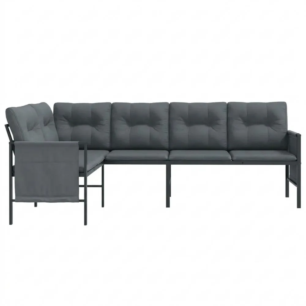 Ecksofa mit Aufbewahrungstasche für Garten und Terrasse, Stahlrahmen, Anthrazit
