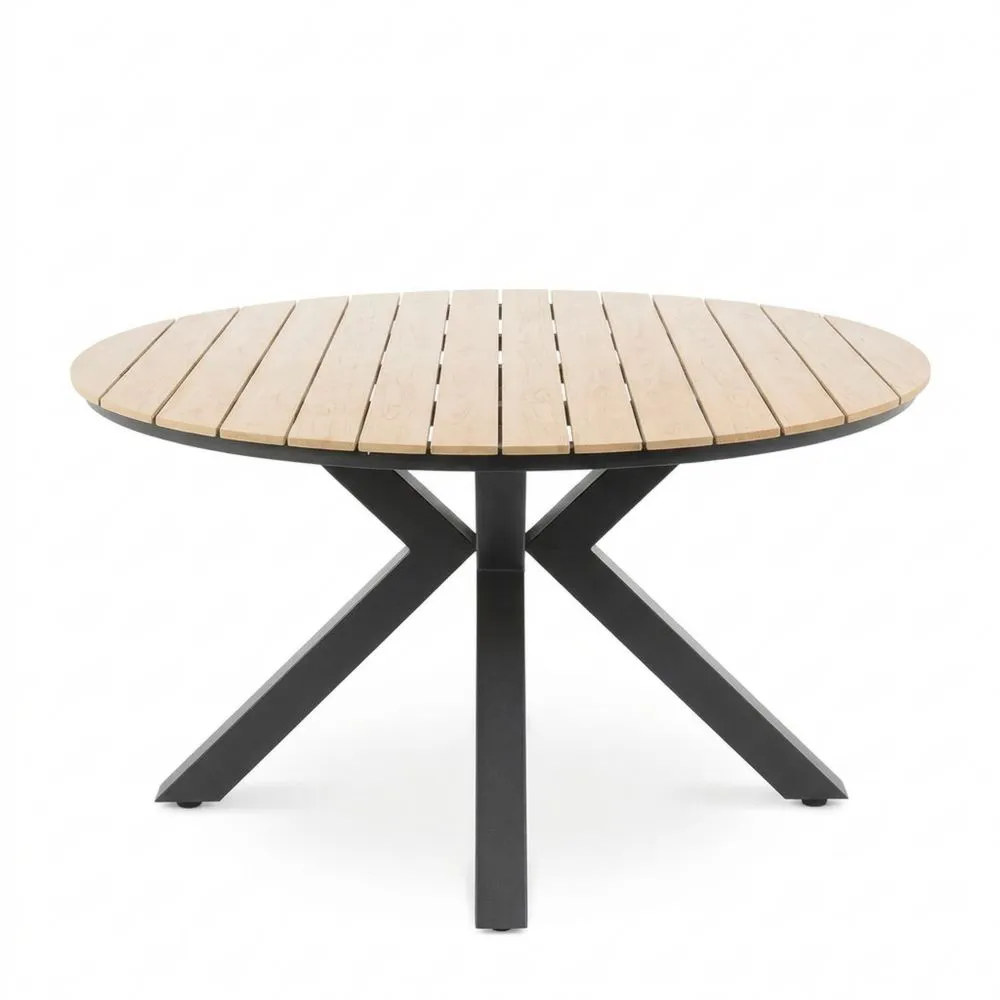 Runder Gartentisch 150 cm – Wetterfester Terrassentisch aus Aluminium für 6–8 Personen, höhenverstellbare Beine