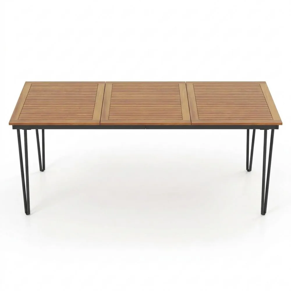 Rechteckiger Gartentisch aus Akazienholz für 8 Personen mit Schirmloch