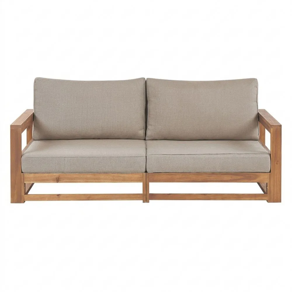 Zweier-Sofa für Garten mit Auflagen aus Akazienholz