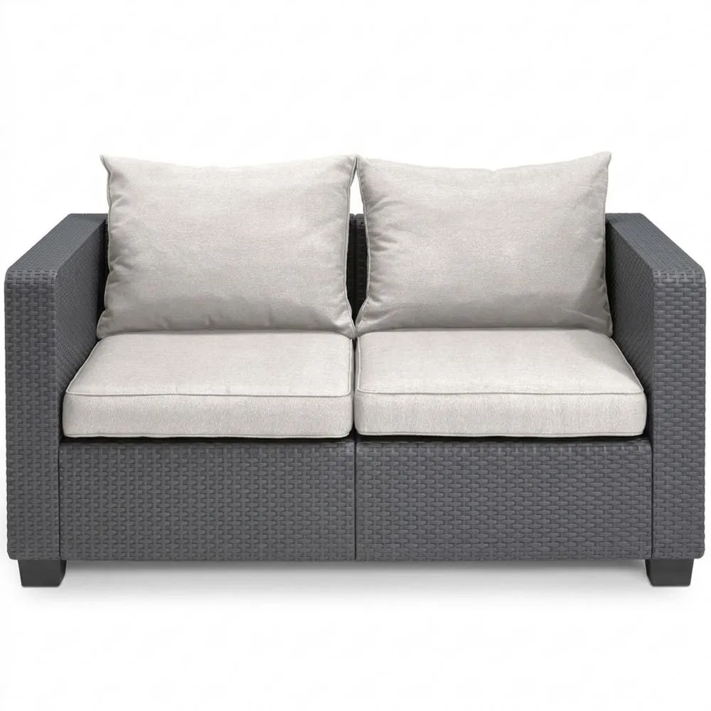 Gartenbank Sofa 2-Sitzer in Rattanoptik, wetterfest, UV-beständig