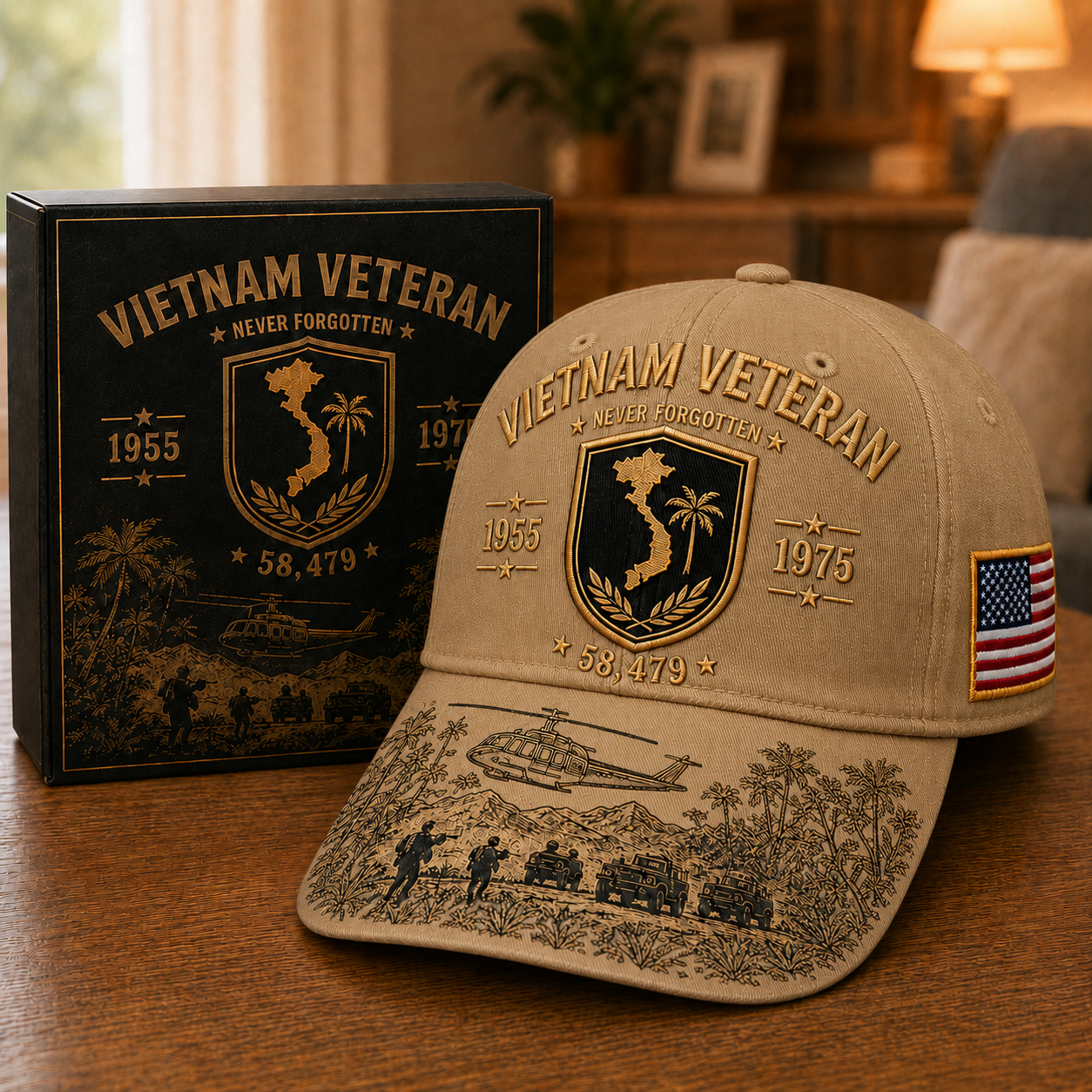 Vietnam Veteran Never Forgotten 1955–1975 Commemorative Cap 🇺🇸
