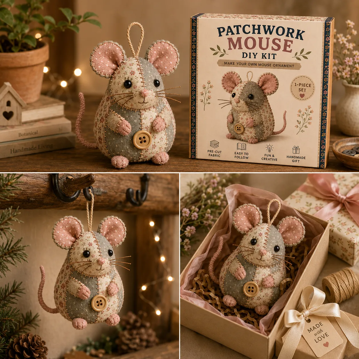 🧵 Patchwork Mouse DIY Kit