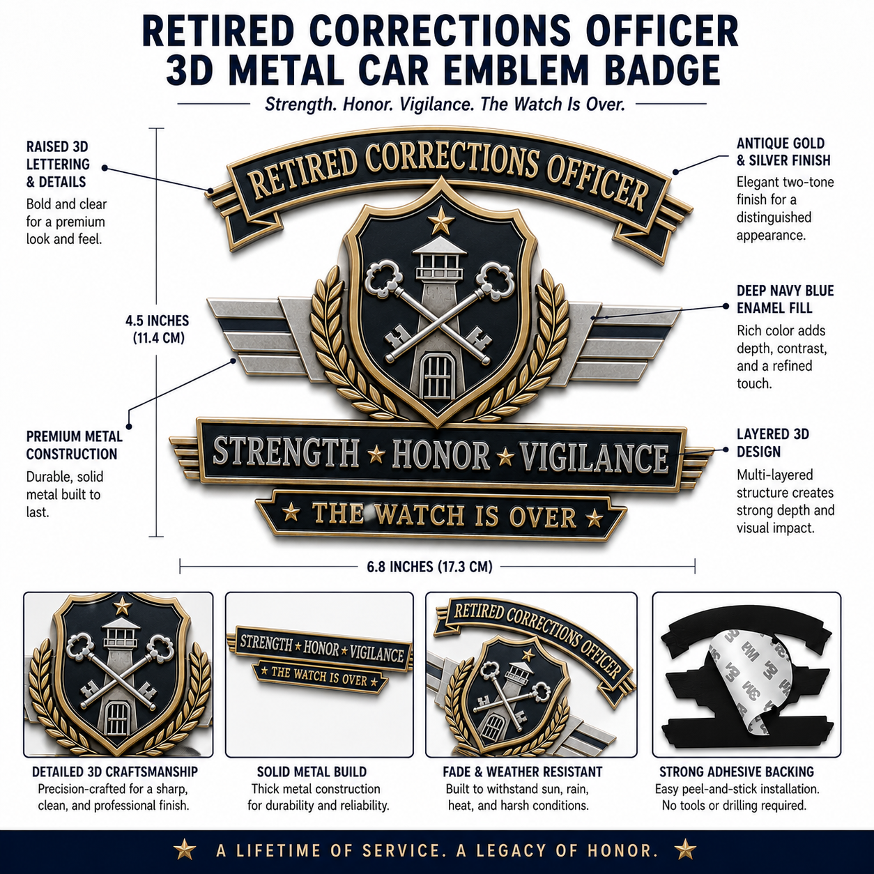 🔥 Last Day Promo: 49% OFF Retired Corrections Officer Metal Car Emblem