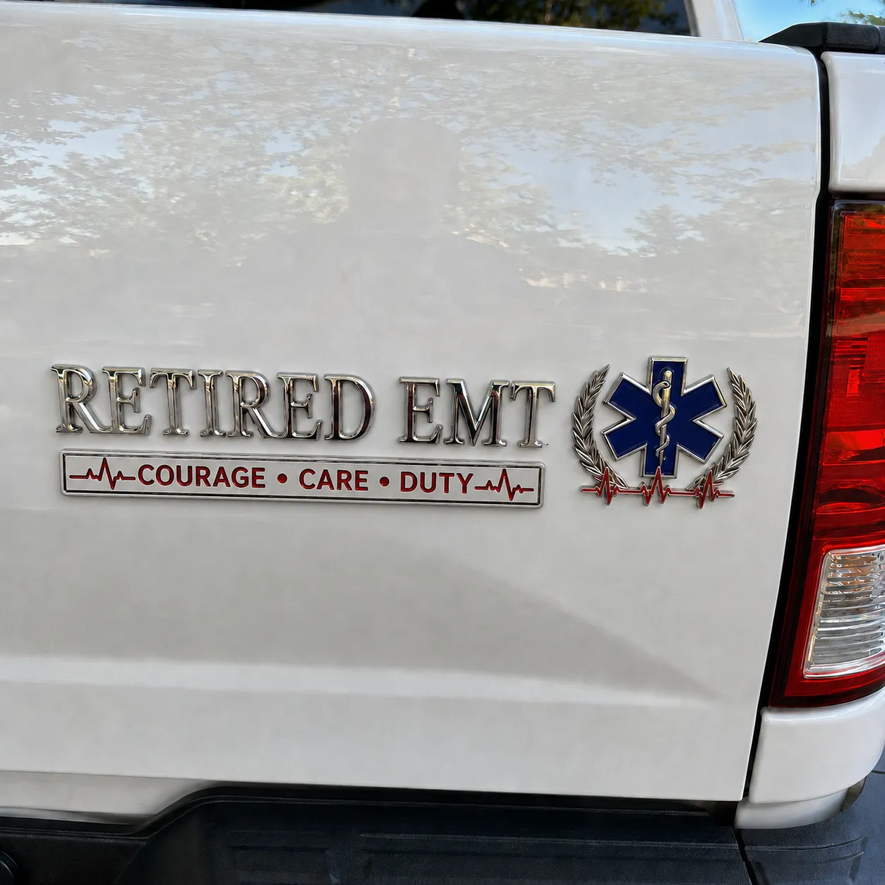 🚑 Retired EMT Courage Care Duty Car Emblem Metal Badge