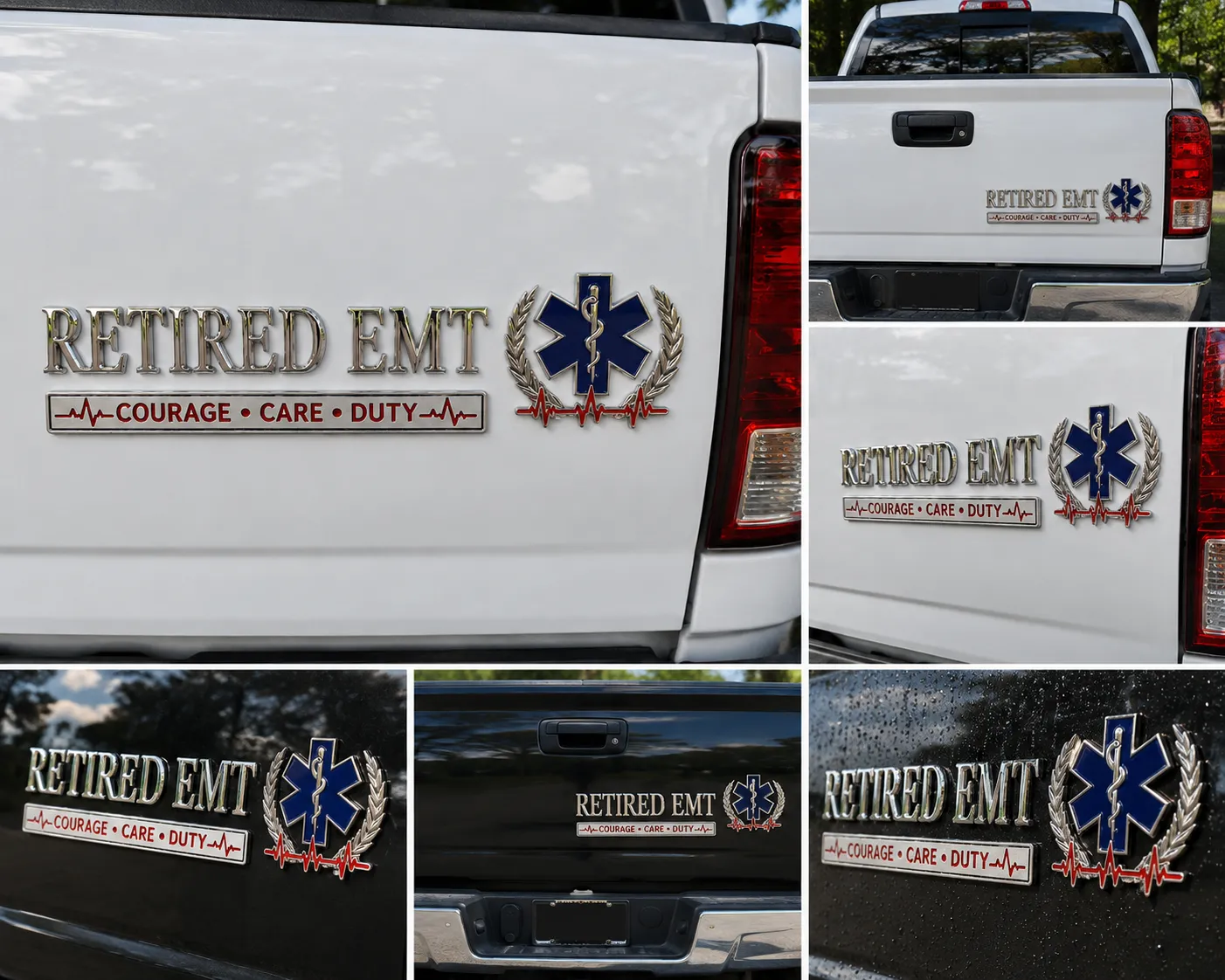 🚑 Retired EMT Courage Care Duty Car Emblem Metal Badge