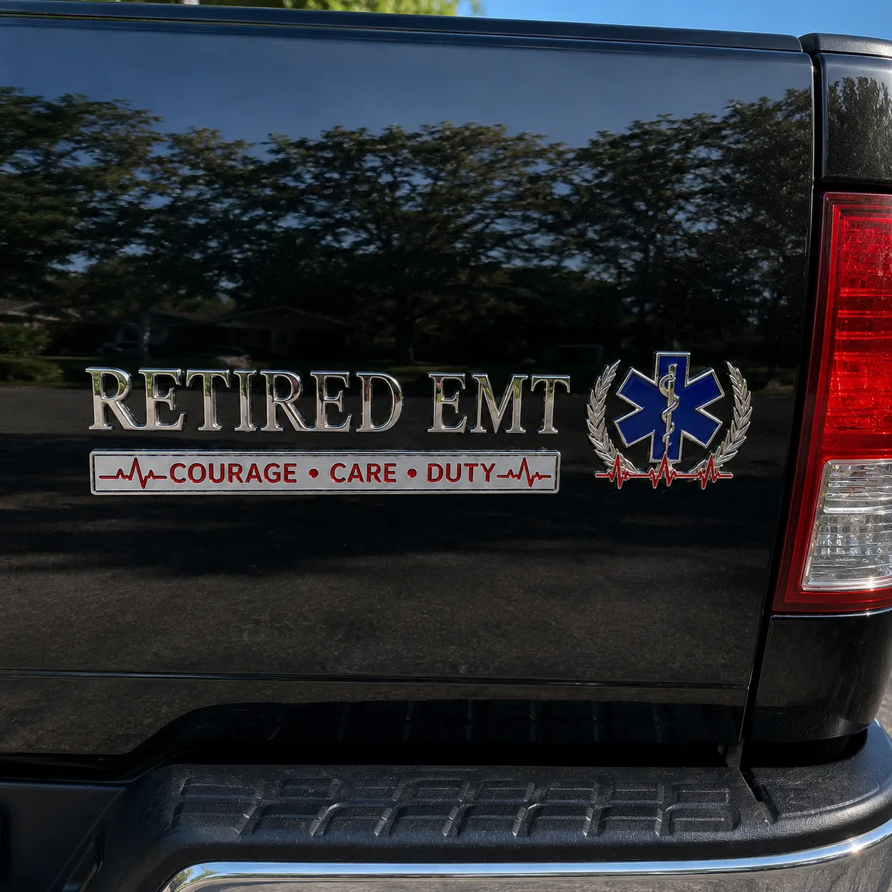 🚑 Retired EMT Courage Care Duty Car Emblem Metal Badge
