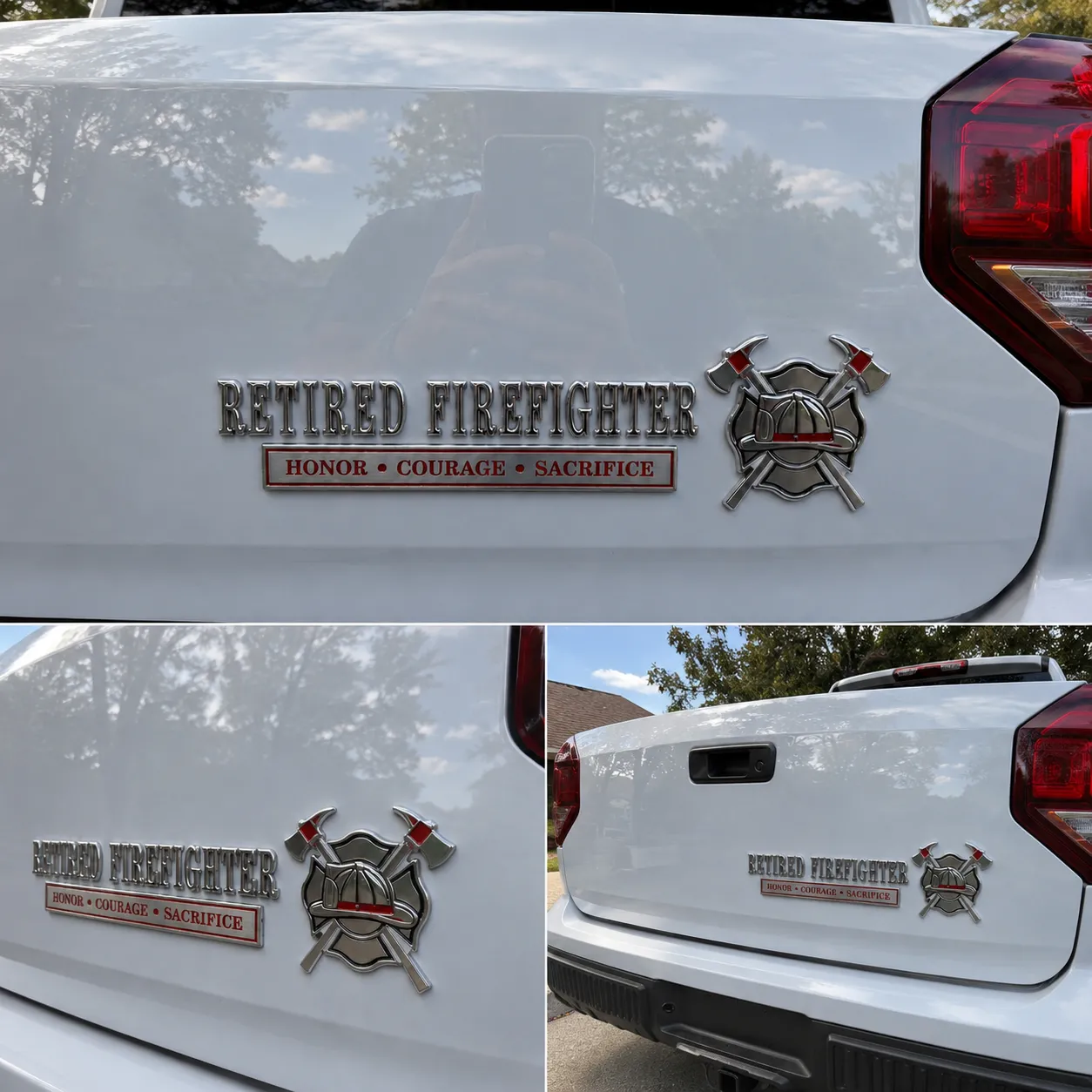 🚒 Retired Firefighter Honor Courage Sacrifice Car Emblem Metal Badge