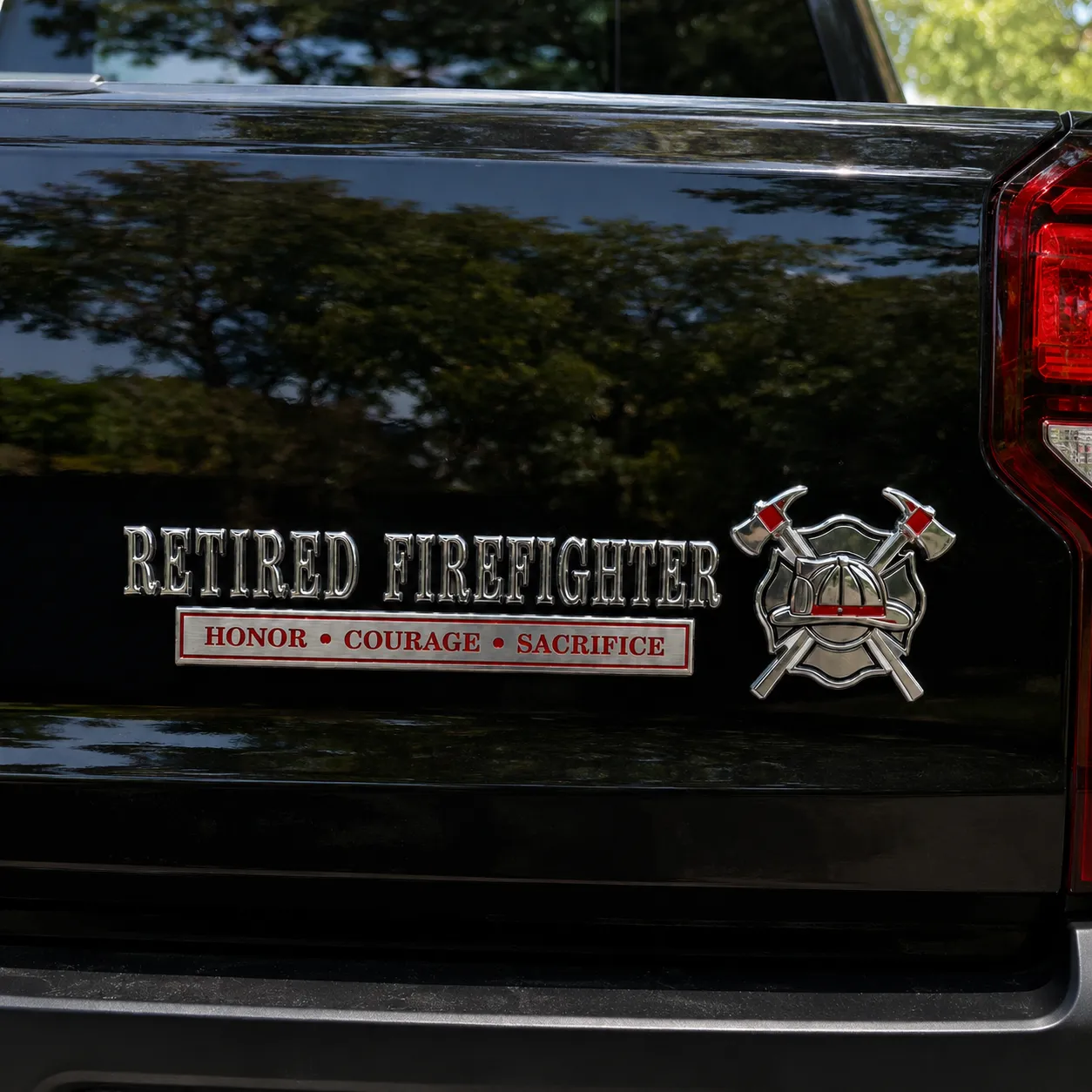 🚒 Retired Firefighter Honor Courage Sacrifice Car Emblem Metal Badge