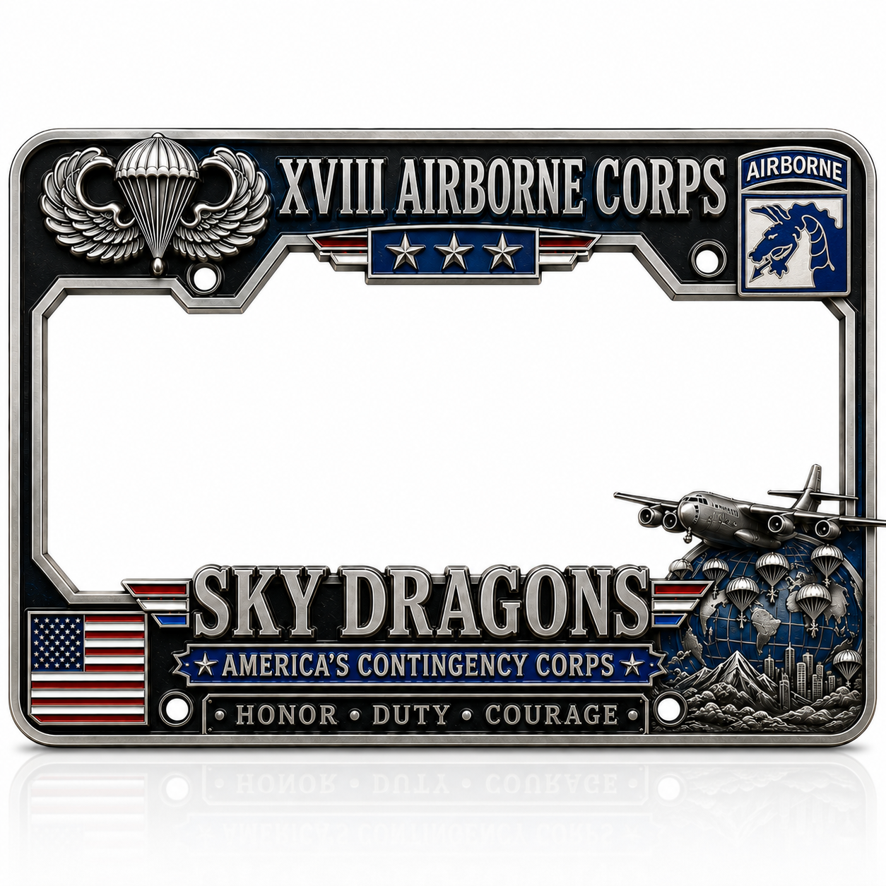 Last Day Promo: 49% OFF 🐉 U.S. Army XVIII Airborne Corps “Sky Dragons” Tribute License Plate Frame