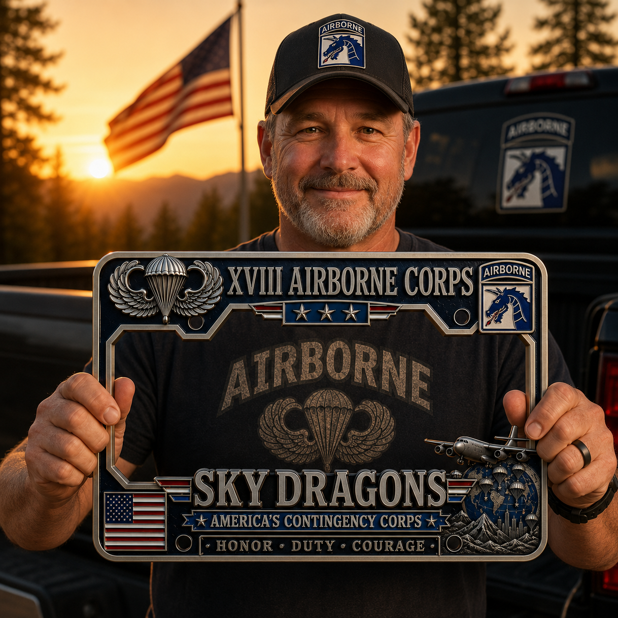 Last Day Promo: 49% OFF 🐉 U.S. Army XVIII Airborne Corps “Sky Dragons” Tribute License Plate Frame