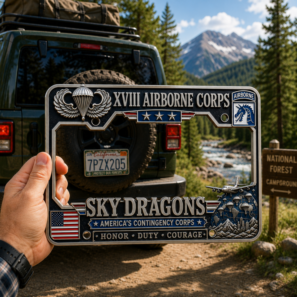 Last Day Promo: 49% OFF 🐉 U.S. Army XVIII Airborne Corps “Sky Dragons” Tribute License Plate Frame