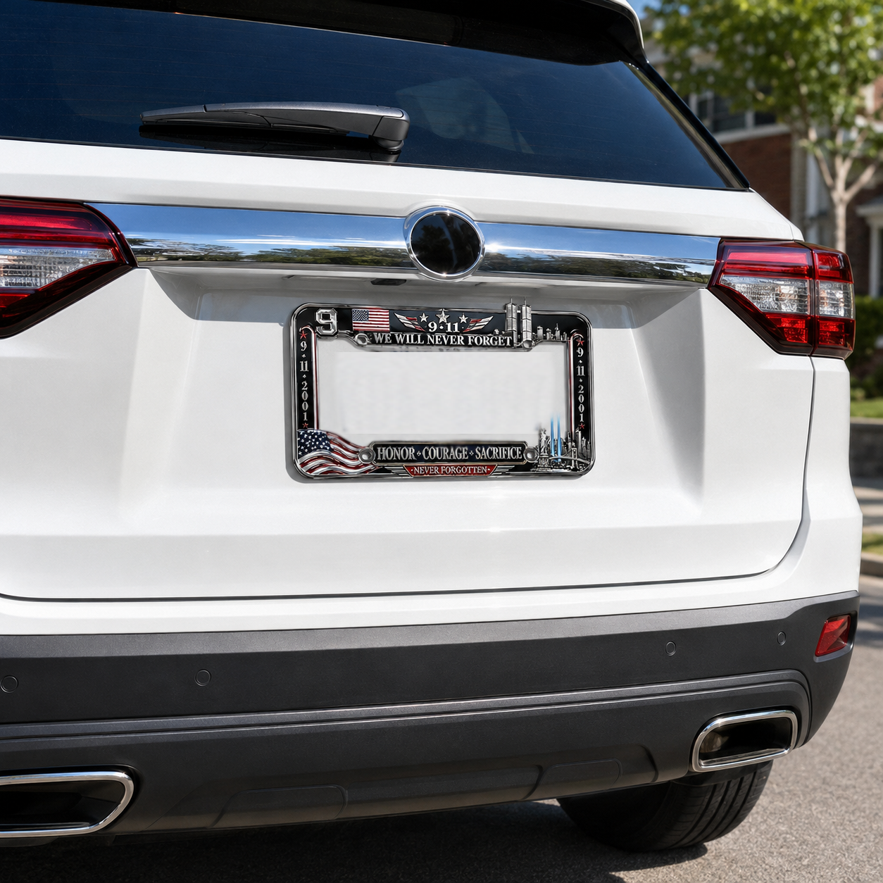 9·11 “We Will Never Forget” 25th Anniversary Metal License Plate Frame