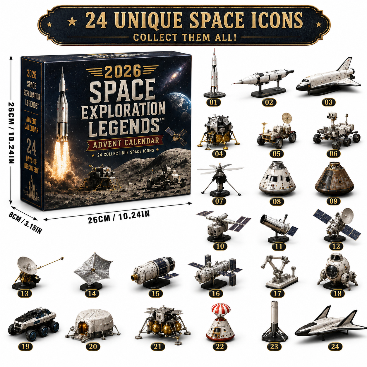 2026 Space Exploration Legends Advent Calendar – 24 Days of Space Missions, 24 Collectible Surprises