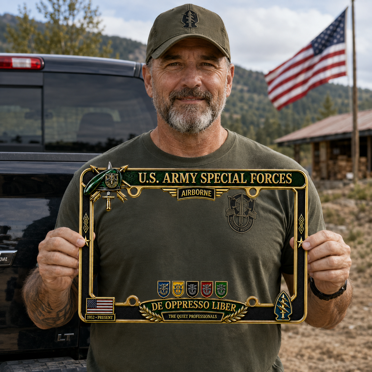 🇺🇸 U.S. Army Special Forces “De Oppresso Liber” Metal License Plate Frame