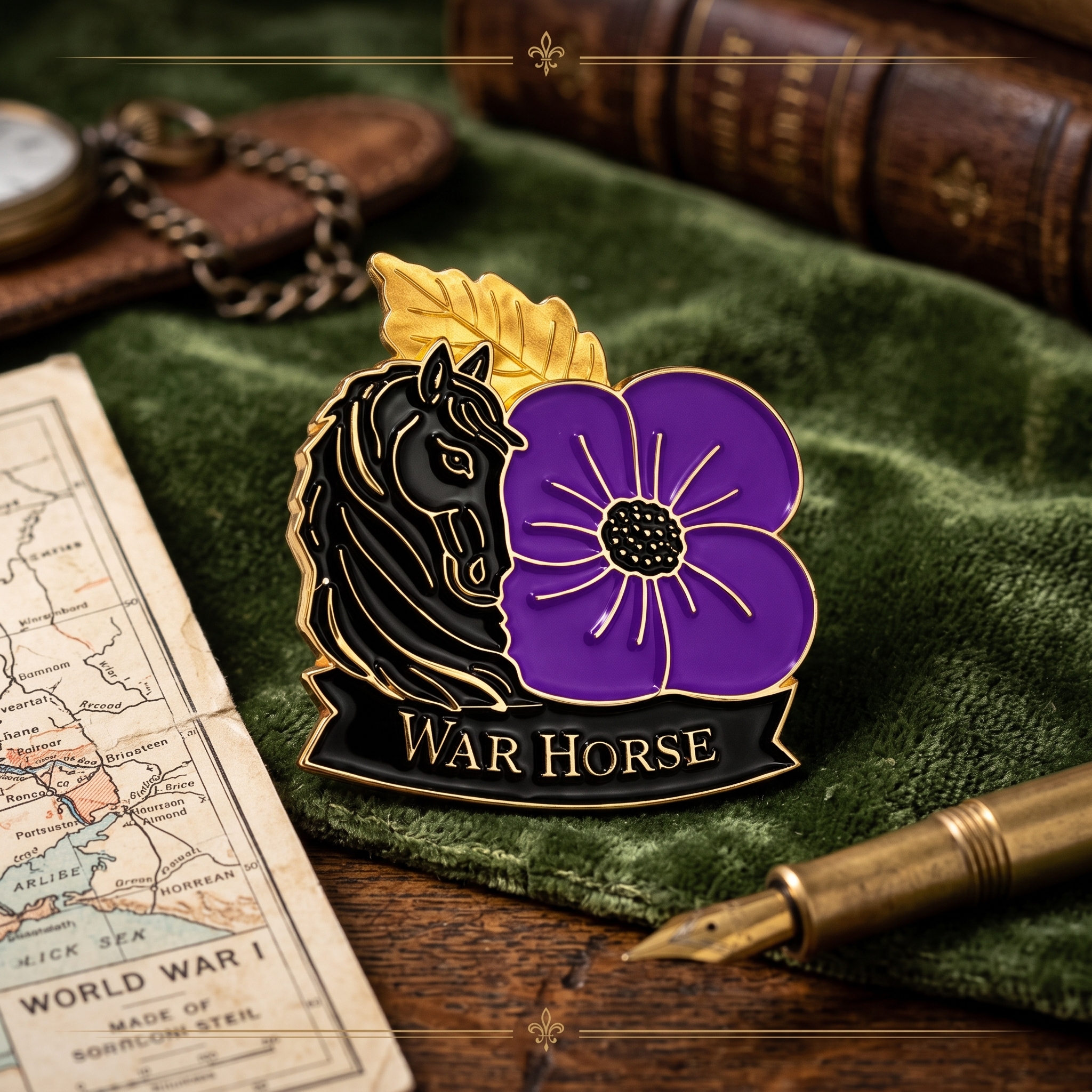 🎁Limited Edition 🐎War Horse Purple Poppy 111th Anniversary Remembrance Brooch 