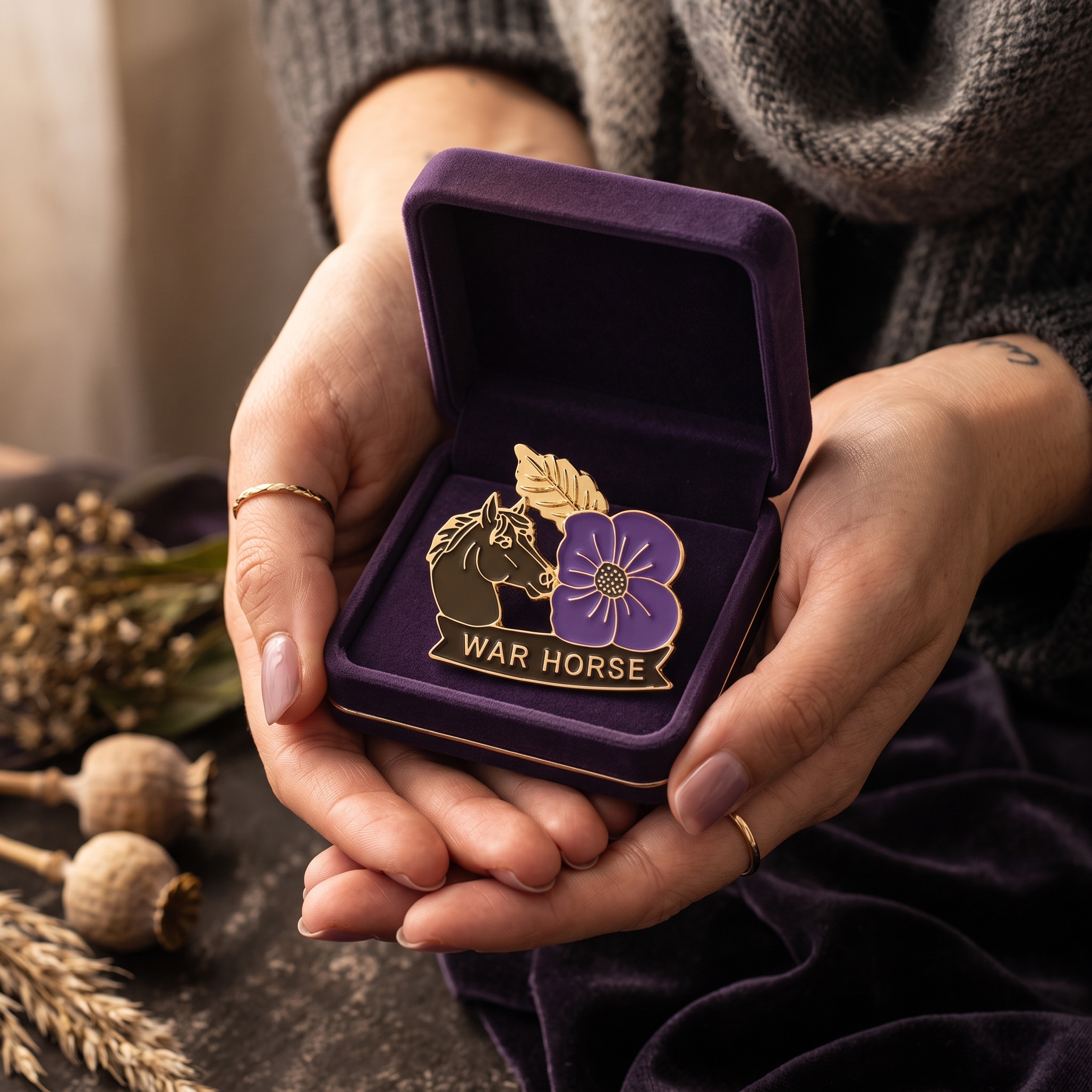 🎁Limited Edition 🐎War Horse Purple Poppy 111th Anniversary Remembrance Brooch 