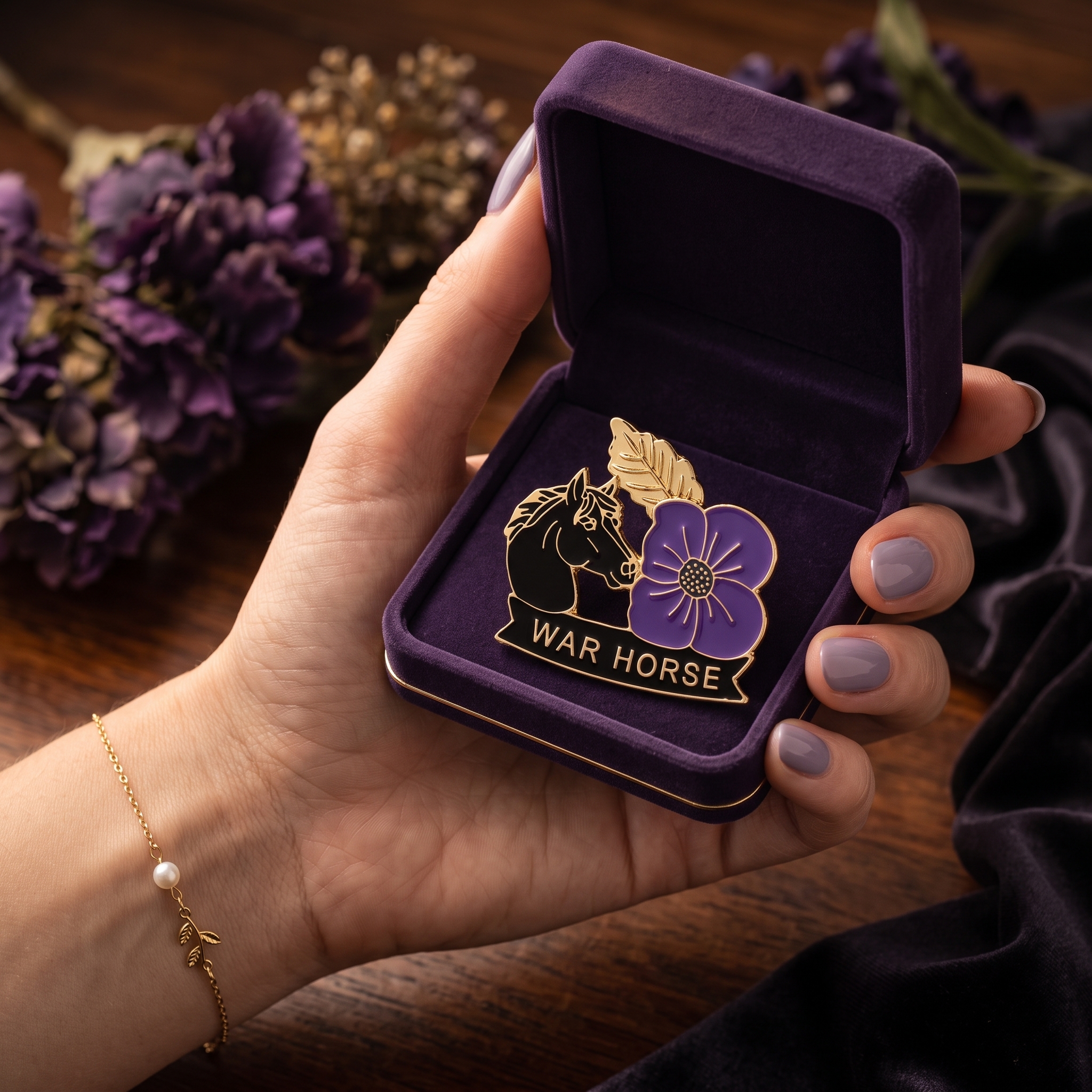 🎁Limited Edition 🐎War Horse Purple Poppy 111th Anniversary Remembrance Brooch 