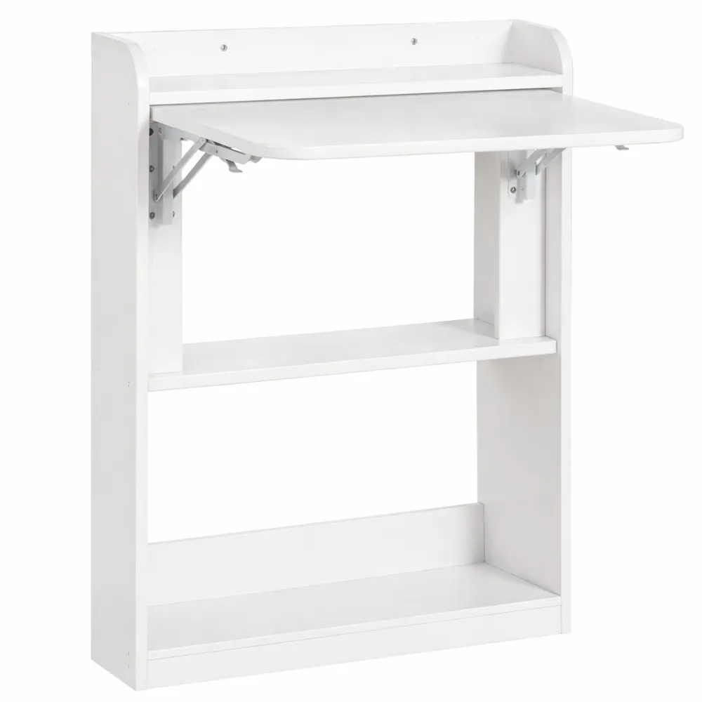 Scrivania Salvaspazio con Ripiani e Tavolo Pieghevole da Parete