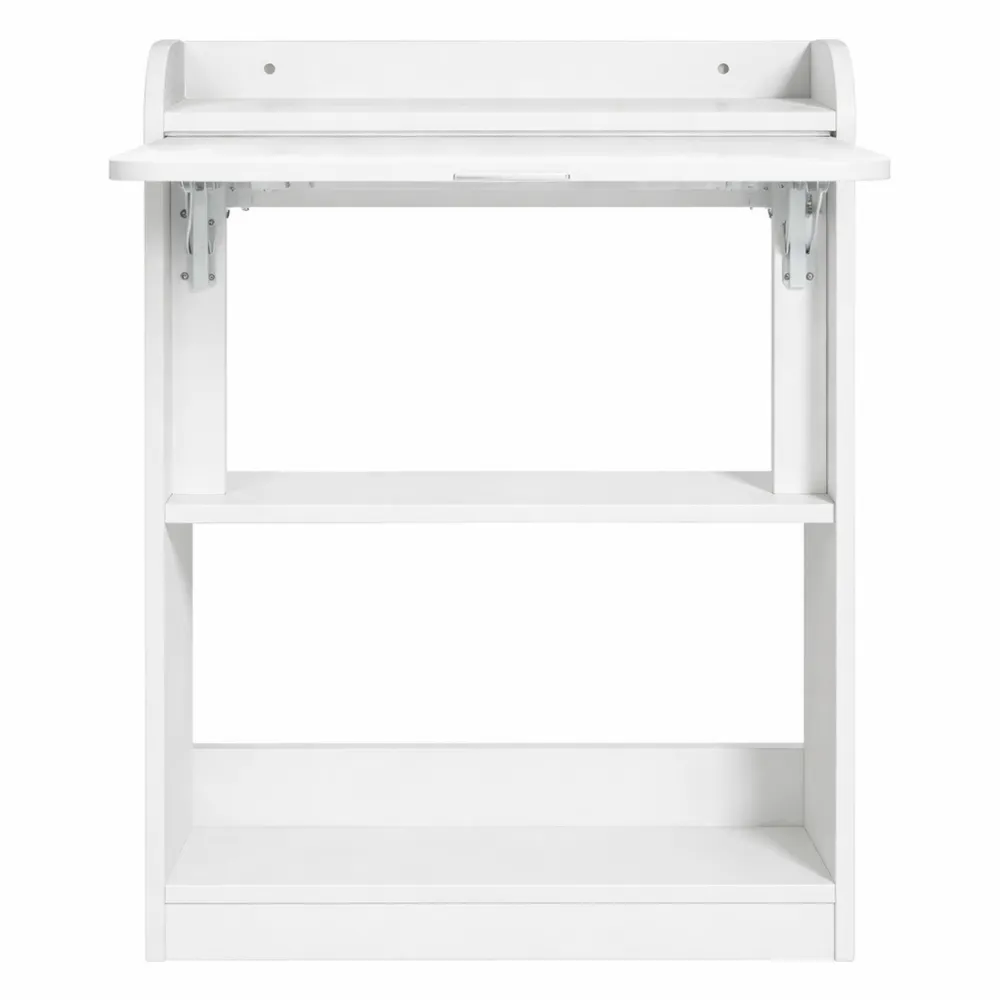 Scrivania Compatta con Cassetti in Tessuto, 100x40cm, con Ripiani Reversibili per Ufficio e Camera da Letto, Bianca