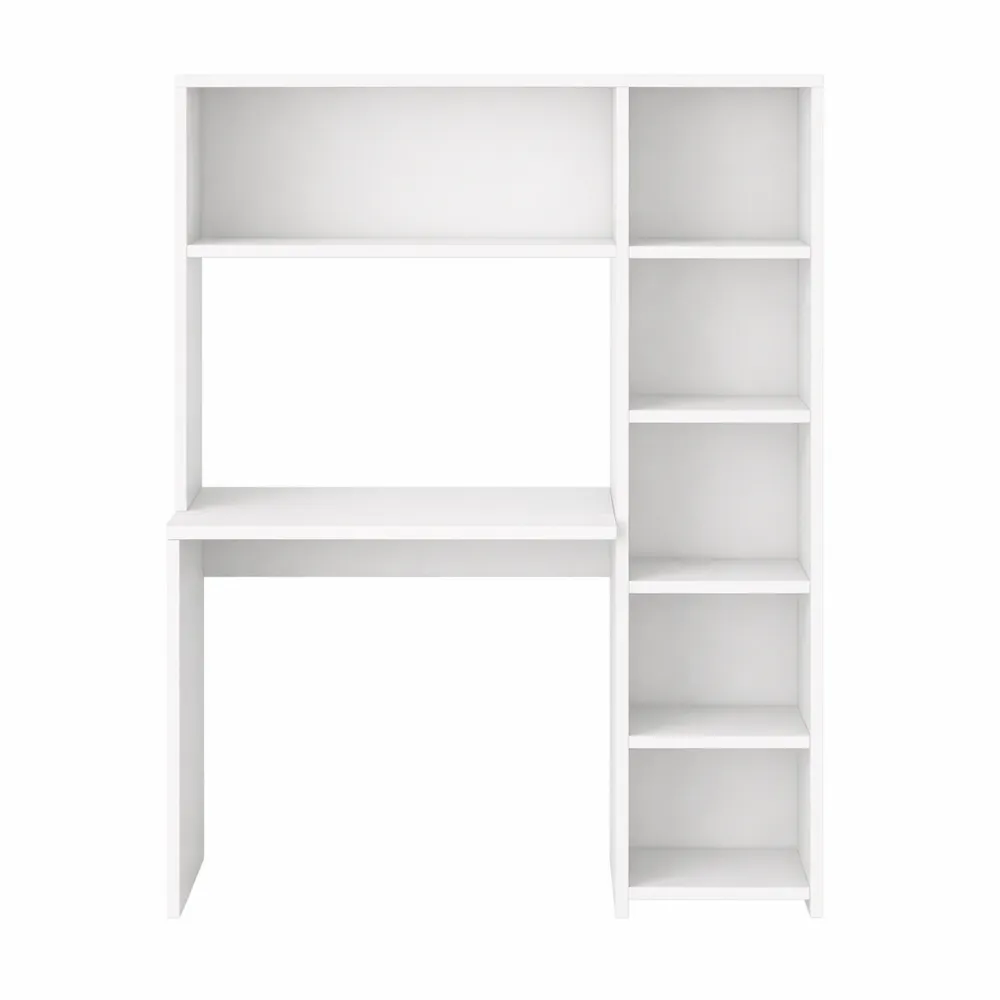 Scrivania multiuso per ufficio, tavolo porta PC con piano di lavoro bianco, 113,2x40x141,8 cm