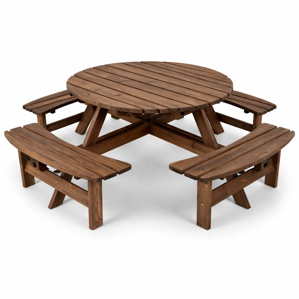 Set Pranzo da Giardino Rotondo per 8 Persone con Foro Ombrellone