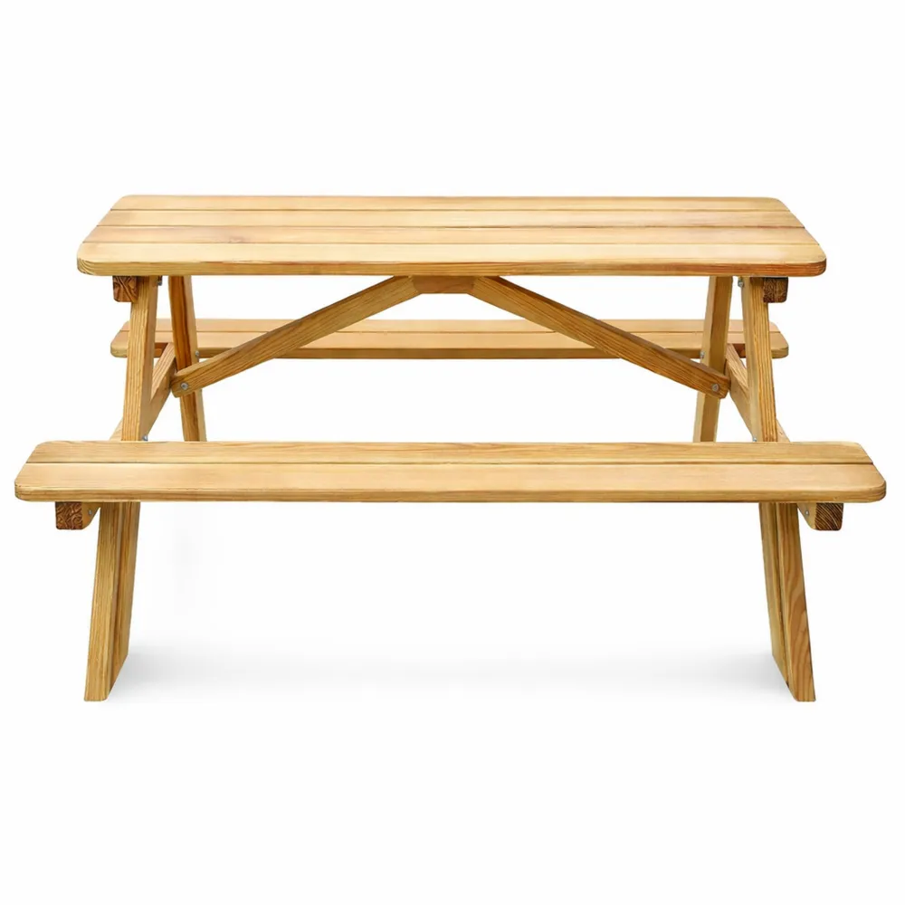 Tavolo da Giardino per Bambini con Panchine in Legno Naturale