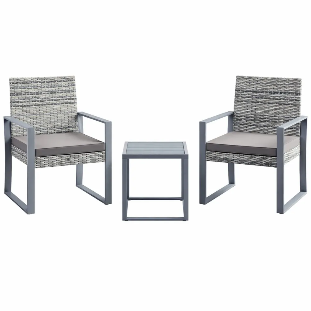 Set da Giardino in Polyrattan con Tavolo e Sedie Regolabili